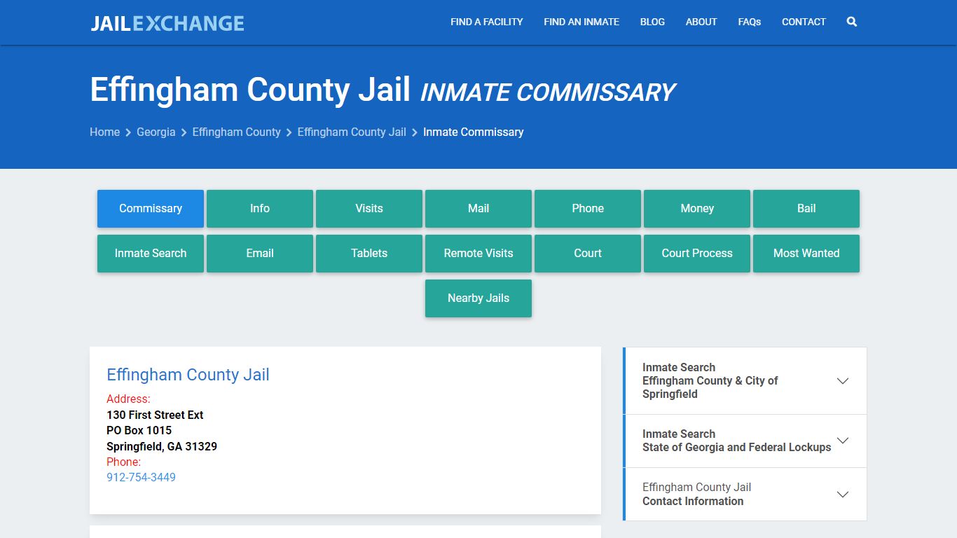 Inmate Commissary, Care Packs - Effingham County Jail, GA