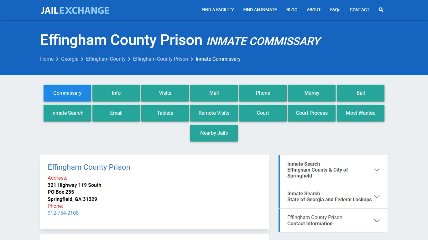 Inmate Commissary, Care Packs - Effingham County Prison, GA - Jail Exchange