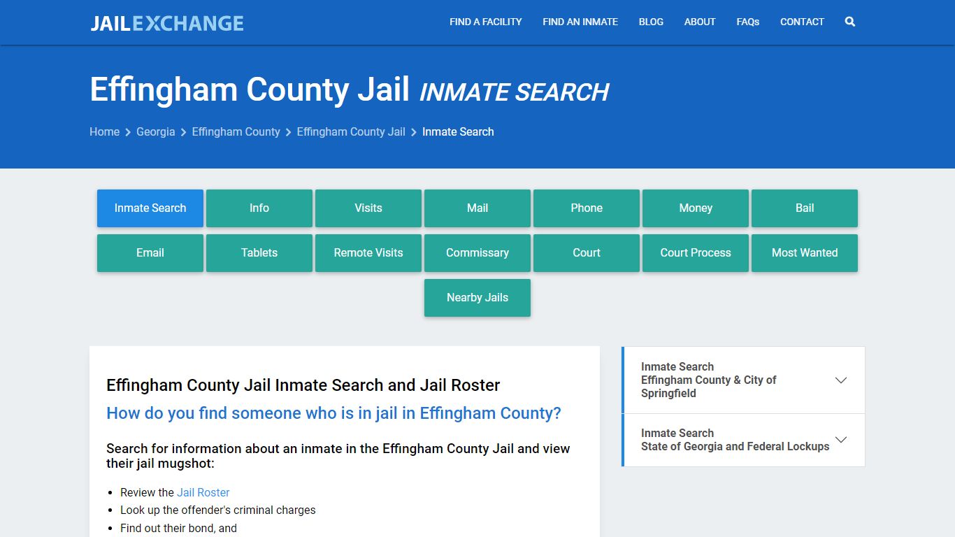 Inmate Search: Roster & Mugshots - Effingham County Jail, GA